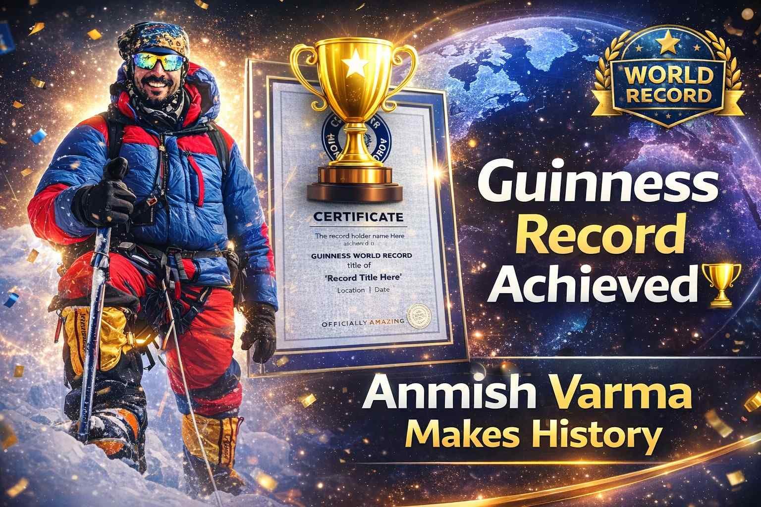 Anmish Varma sets Guinness World Record for fastest ascent of Seven Volcanic Summits