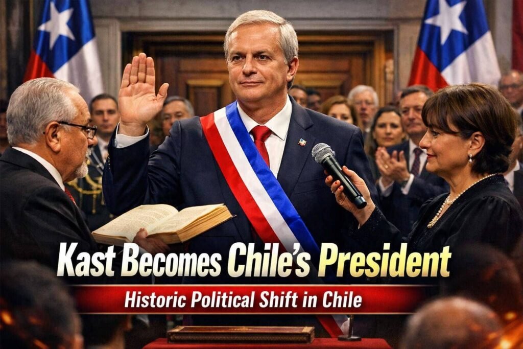 José Antonio Kast taking oath as President of Chile during the inauguration ceremony in Valparaíso