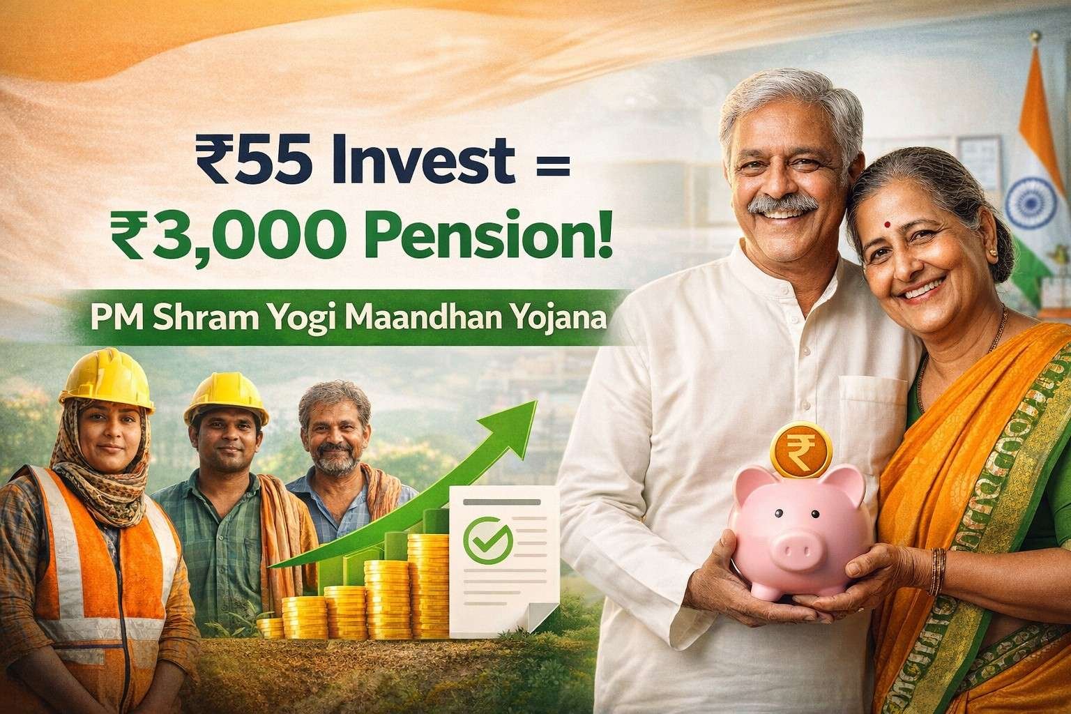 PM Shram Yogi Maandhan Yojana: Get ₹3,000 Monthly Pension with Just ₹55 Investment