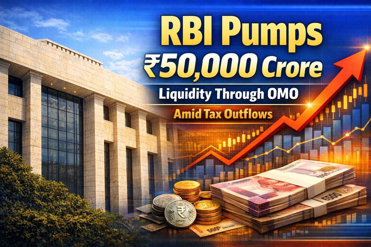 RBI injects ₹50,000 crore liquidity through open market operations to maintain banking system liquidity ahead of advance tax and GST payments.