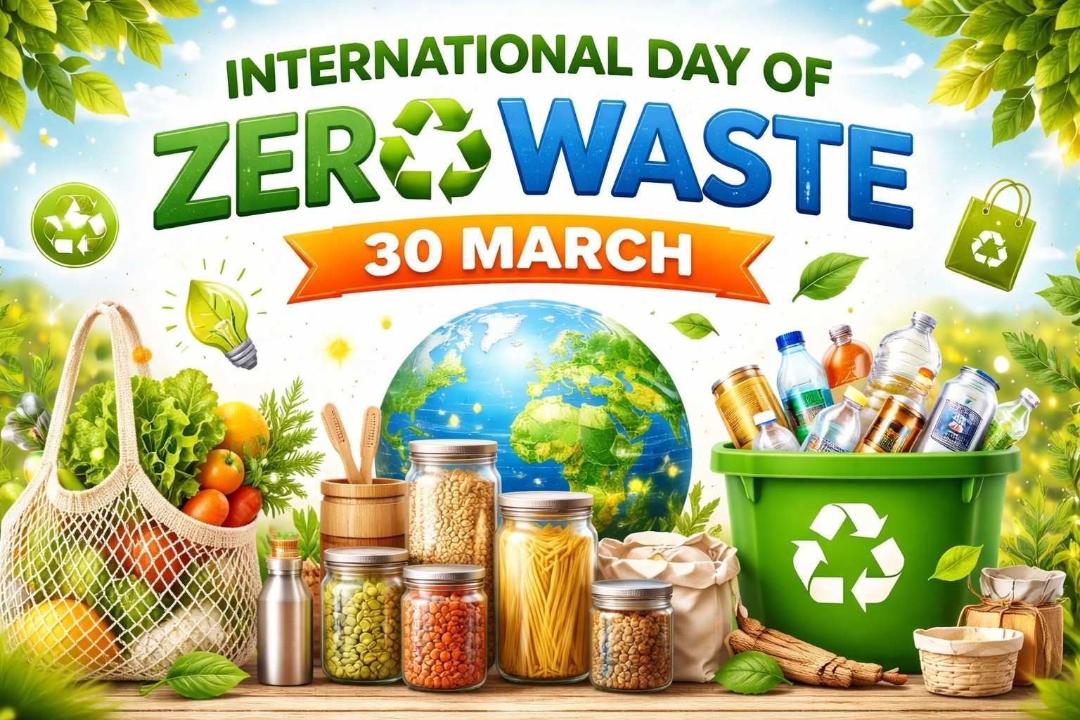International Day of Zero Waste 30 March promoting recycling, sustainability and waste reduction practices