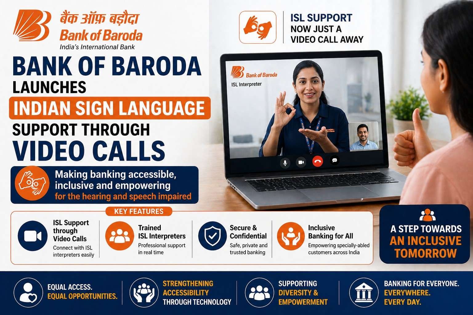 Bank of Baroda launches Indian Sign Language support through video calls for inclusive banking