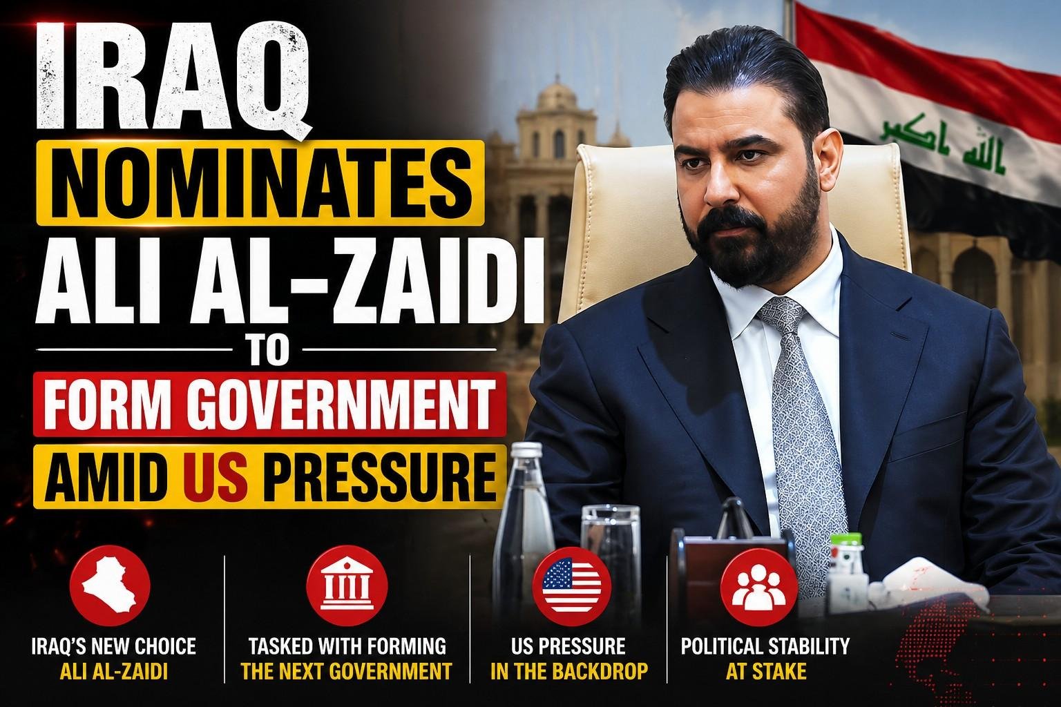 Iraq nominates Ali al-Zaidi to form government amid US pressure, political leadership and crisis backdrop