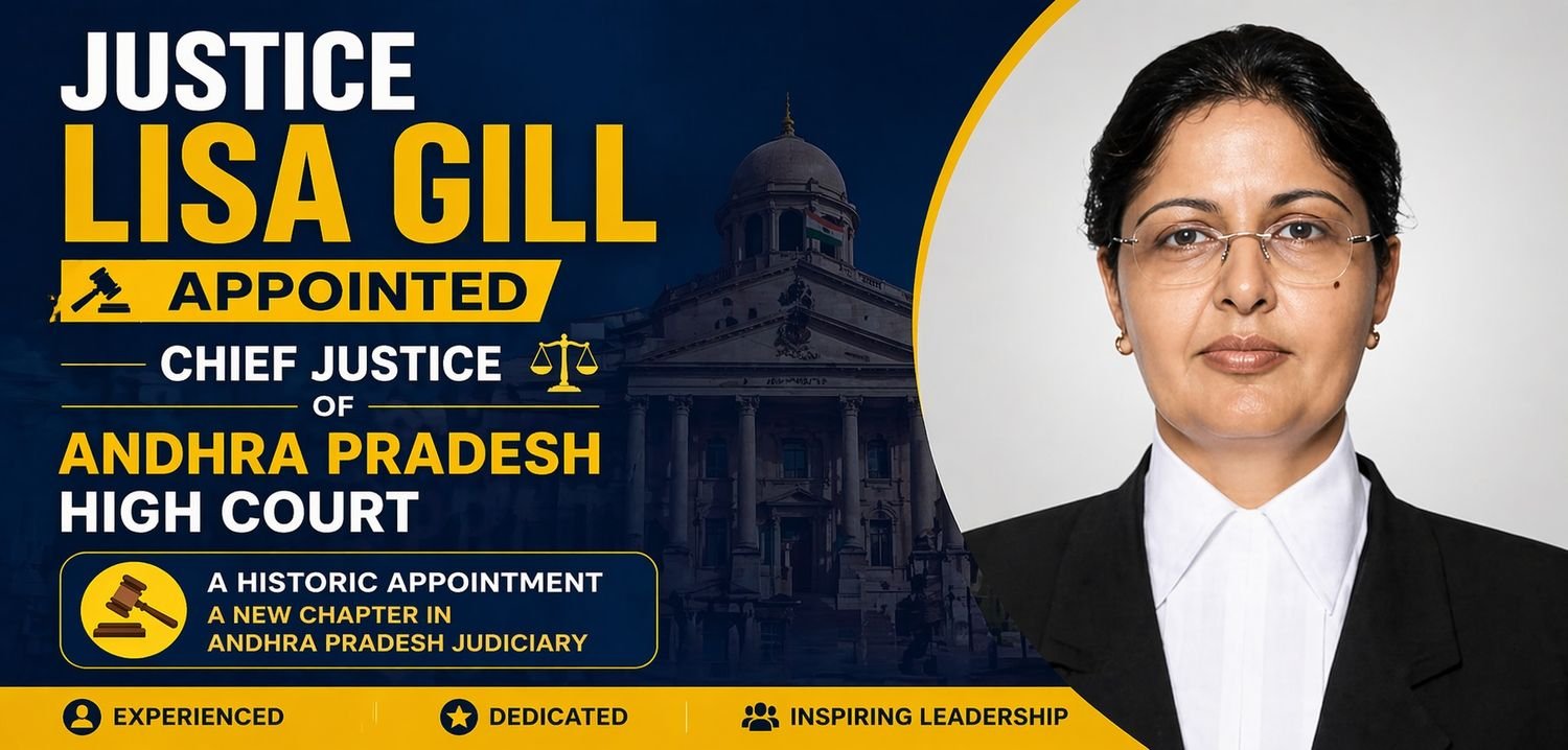 Justice Lisa Gill, first woman Chief Justice of Andhra Pradesh High Court, appointed effective April 25, 2026