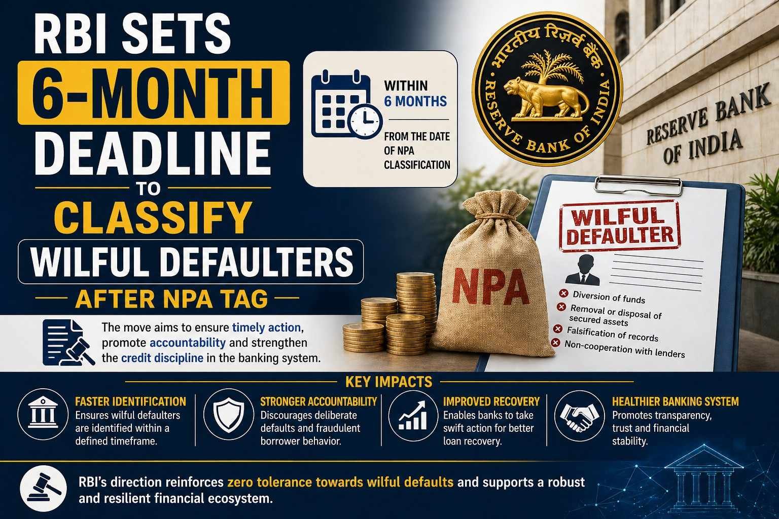 RBI sets six-month deadline to classify wilful defaulters after NPA classification