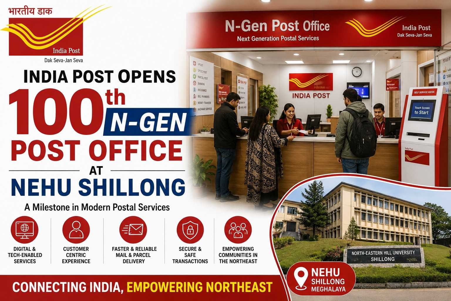 India Post, 100th N-Gen Post Office, NEHU Shillong