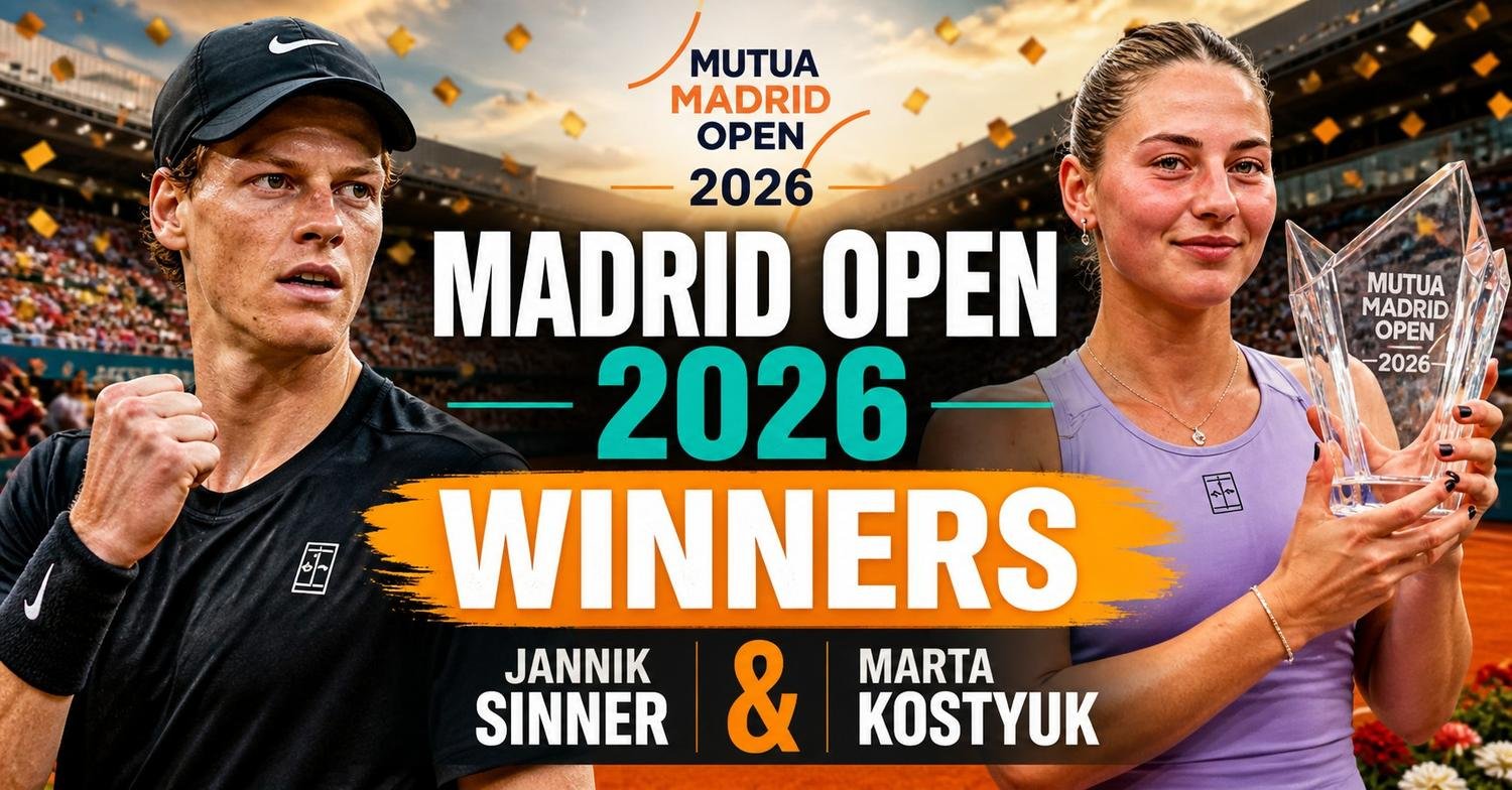 Jannik Sinner holding the 2026 Madrid Open trophy after victory
