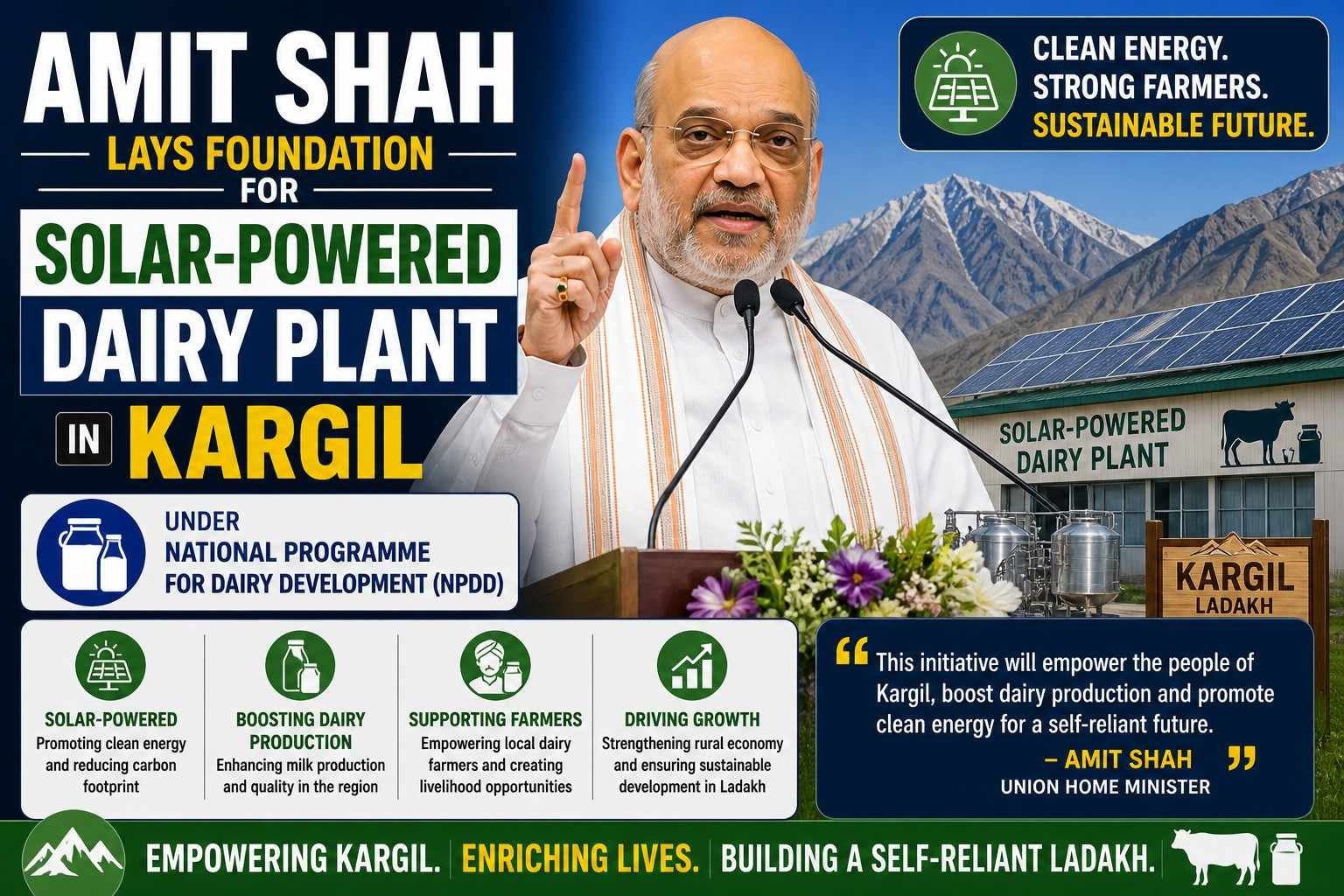 Amit Shah lays foundation stone for solar powered dairy plant in Kargil under National Programme for Dairy Development