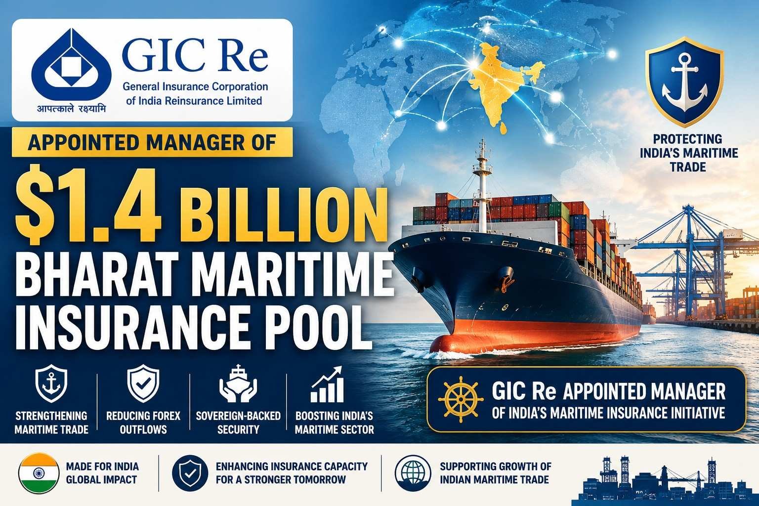 GIC Re appointed manager of India’s $1.4 billion Bharat Maritime Insurance Pool