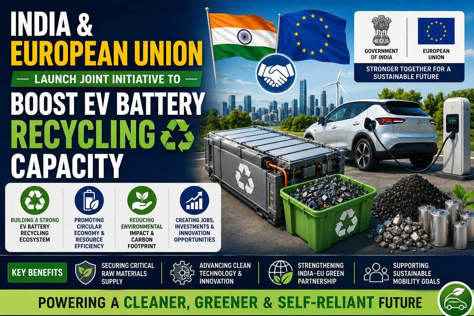 India and European Union launch joint initiative for EV battery recycling capacity