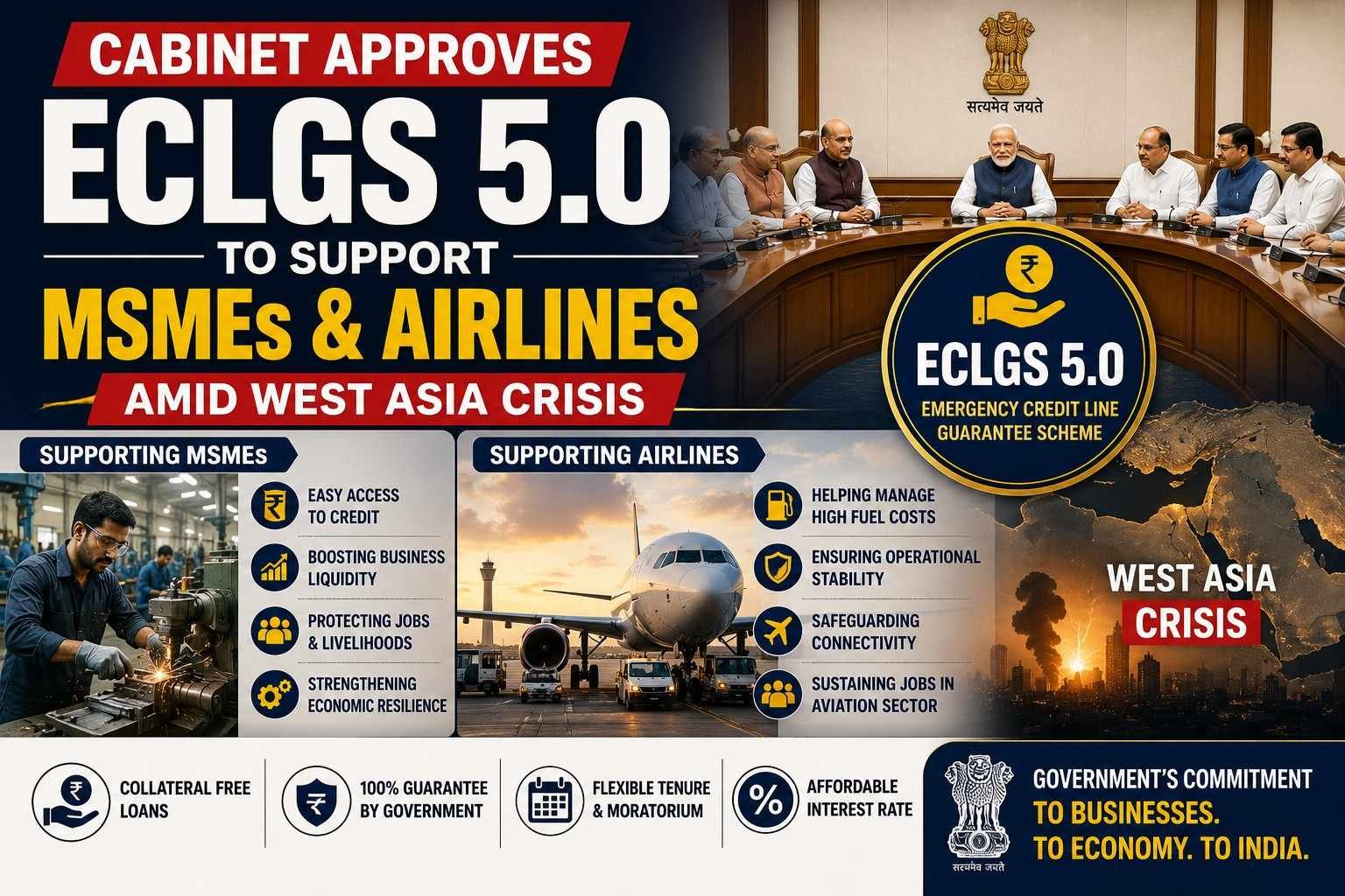 Cabinet approves ECLGS 5.0 scheme to support MSMEs and airlines amid West Asia crisis