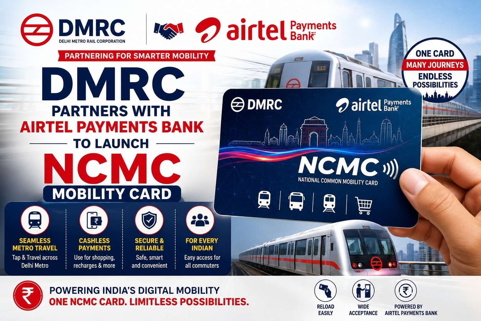 DMRC partners with Airtel Payments Bank to launch NCMC Mobility Card for seamless metro travel and digital payments.