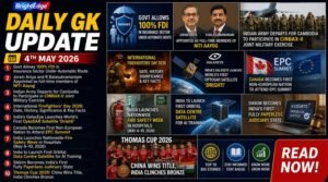 Daily GK Update 4th May 2026 current affairs FDI insurance NITI Aayog Thomas Cup India China