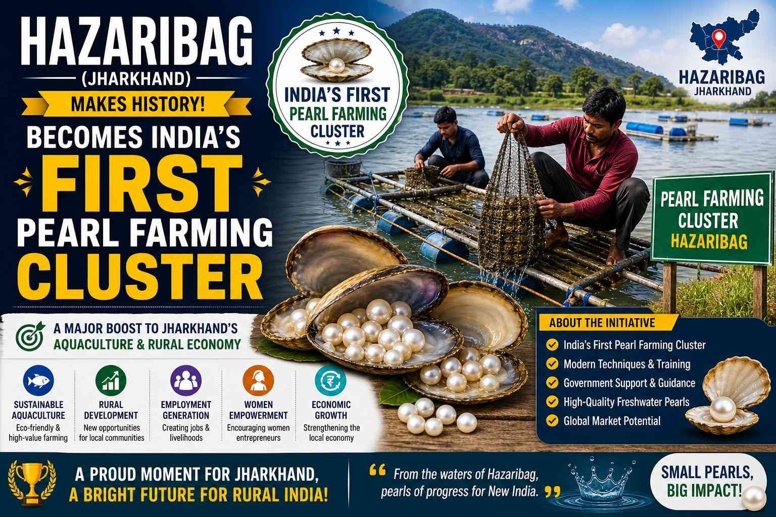 Hazaribag becomes India first pearl farming cluster Jharkhand pearl cultivation initiative