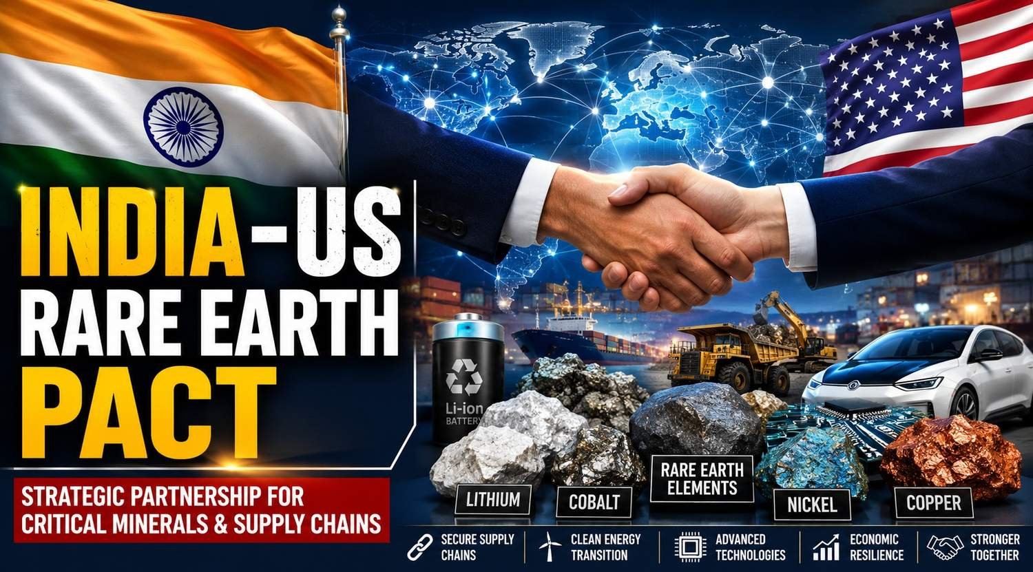 India and US officials signing a strategic critical minerals and rare earth supply chain agreement