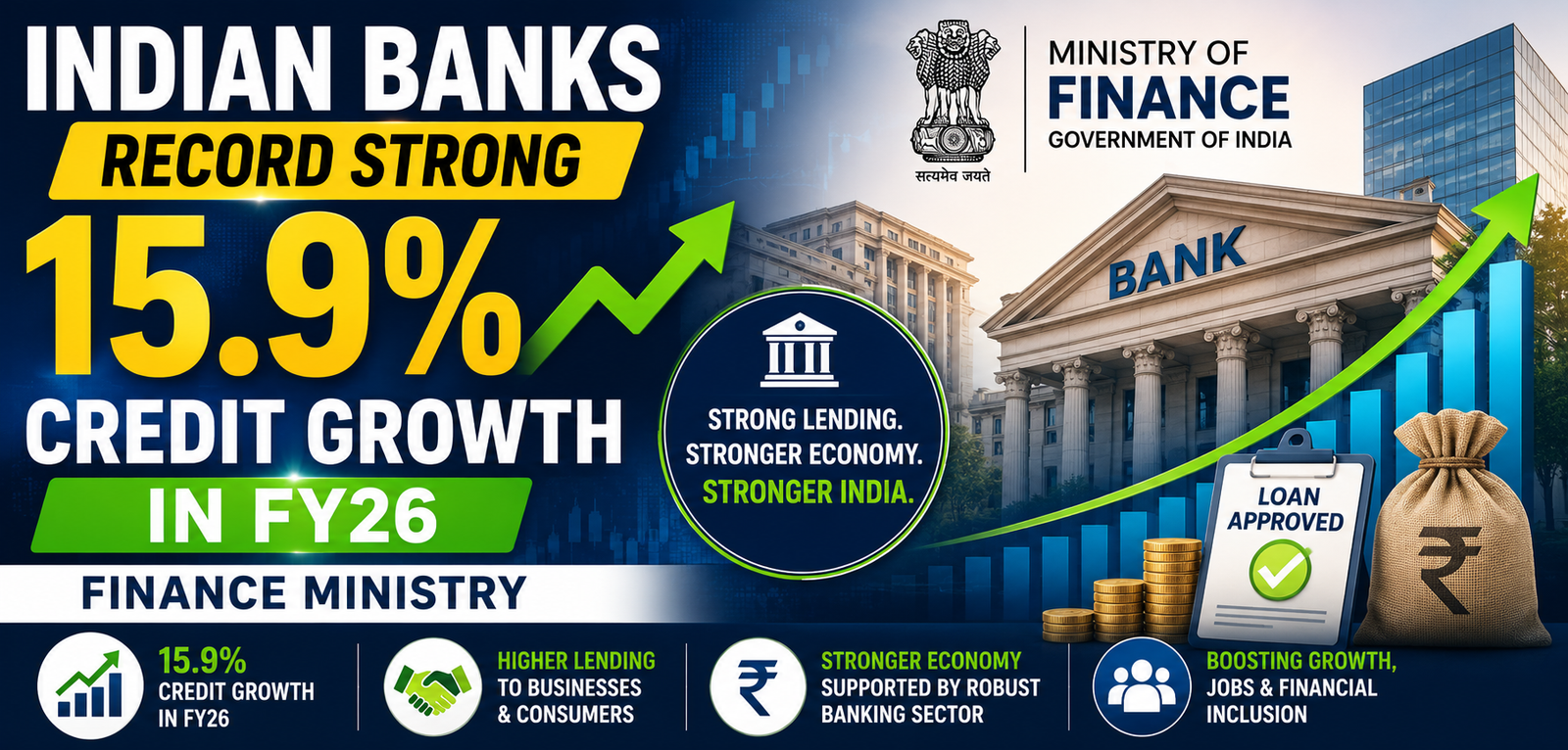 Indian banks record strong 15.9 percent credit growth in FY26 says Finance Ministry