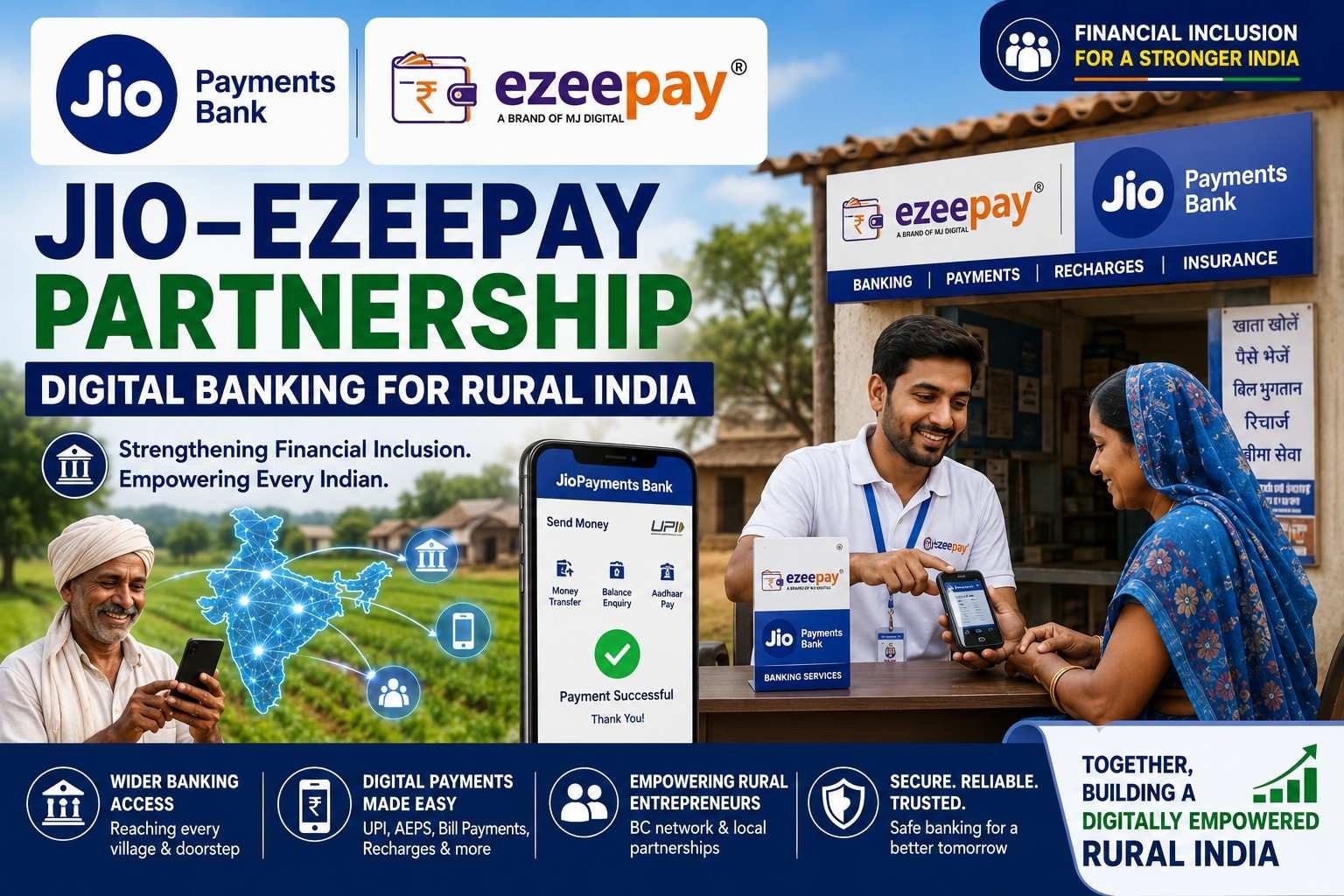 Jio Payments Bank partners with Ezeepay to improve digital banking access in rural India