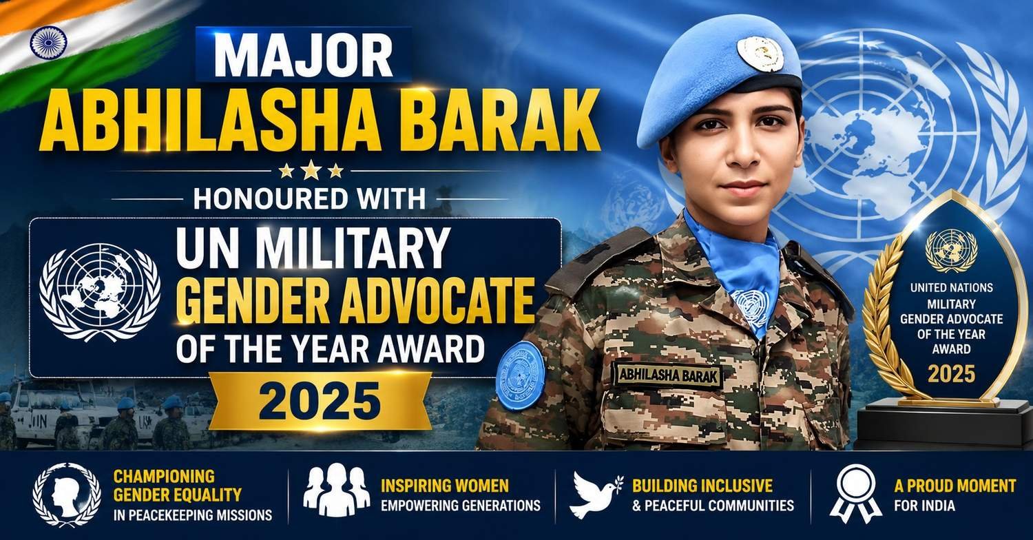 Major Abhilasha Barak receiving the UN Military Gender Advocate of the Year Award 2025