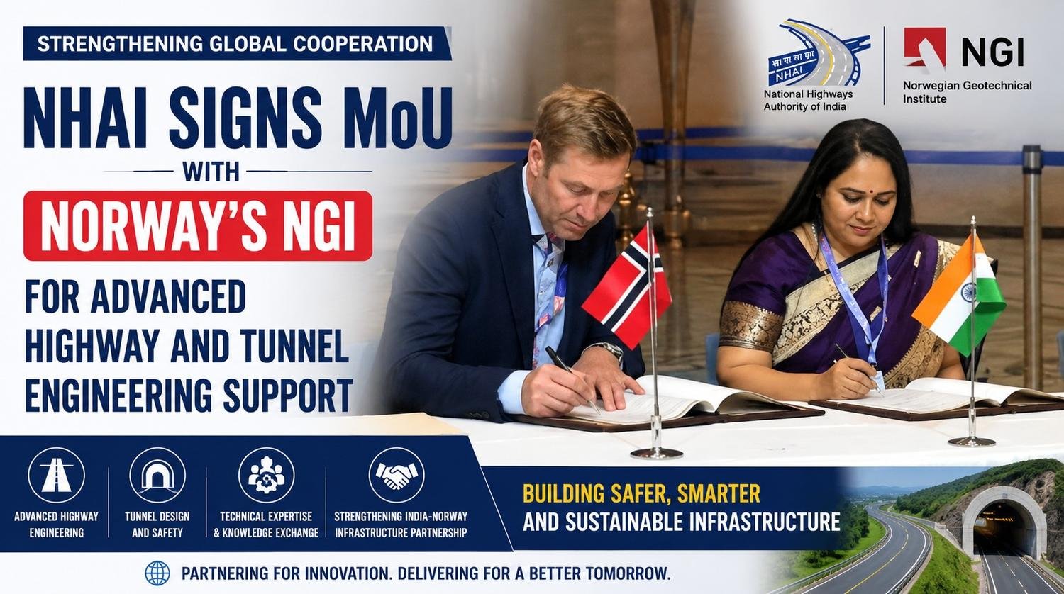 NHAI signs MoU with Norway’s NGI for advanced highway and tunnel engineering cooperation