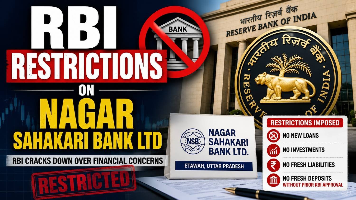 Reserve Bank of India imposes restrictions on Nagar Sahakari Bank Ltd over regulatory concerns