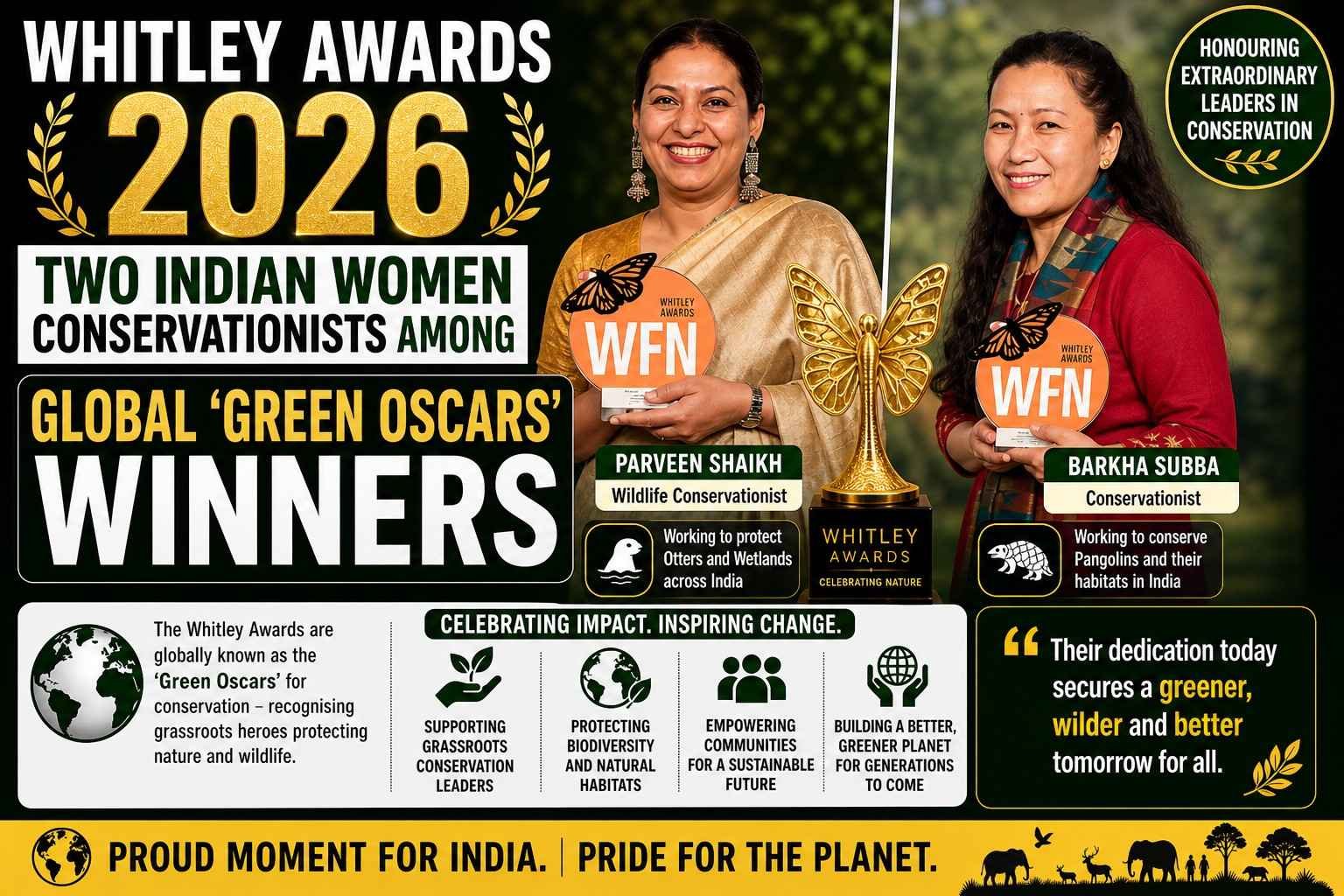 Whitley Awards 2026 two Indian women conservationists win Green Oscars global wildlife conservation recognition