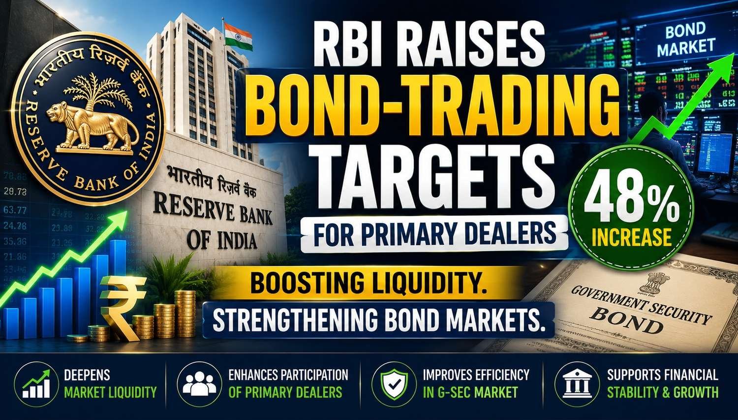 RBI raises bond trading targets for primary dealers by 48 percent