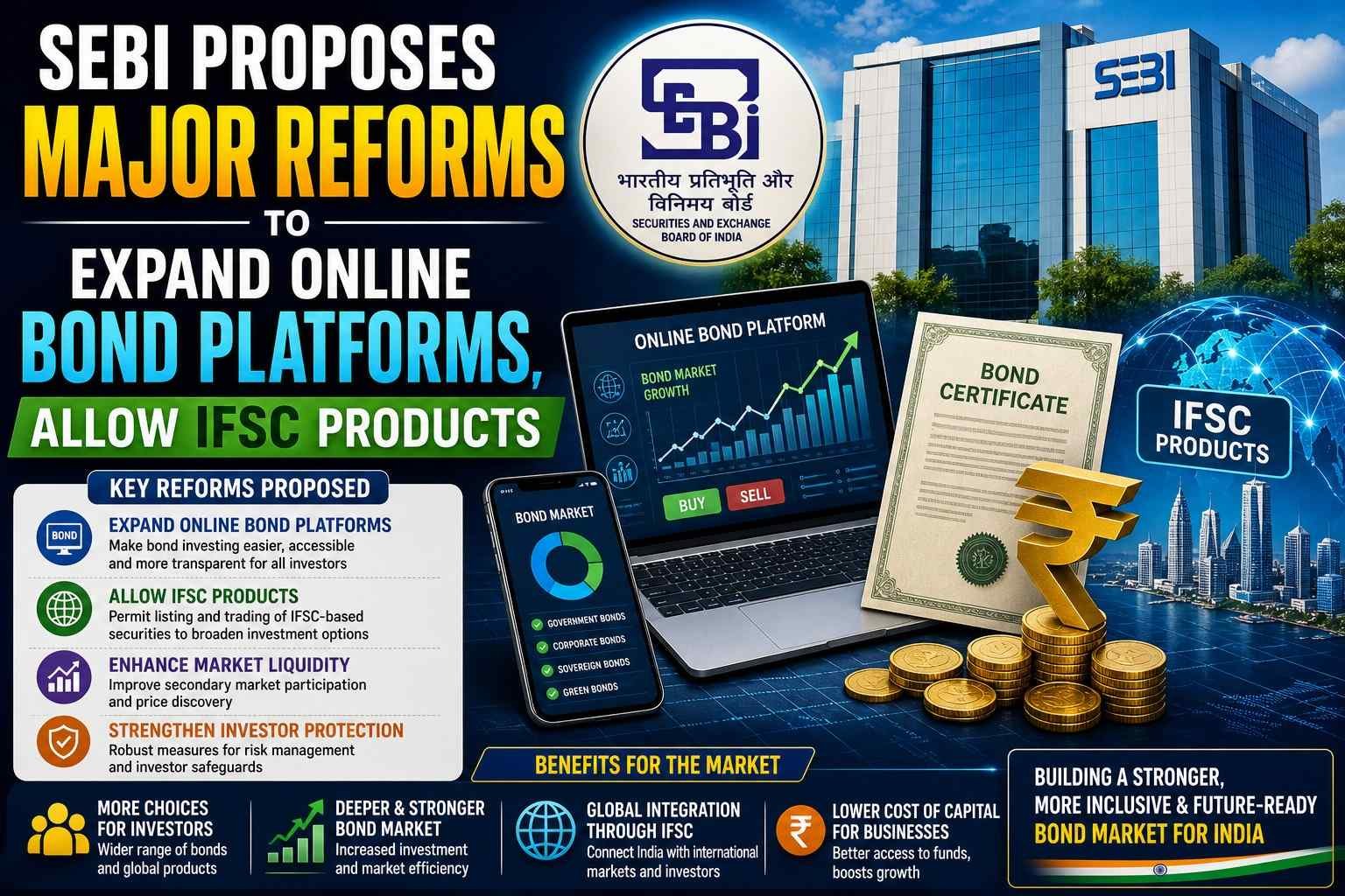 SEBI proposes reforms to expand online bond platforms and allow IFSC products in India
