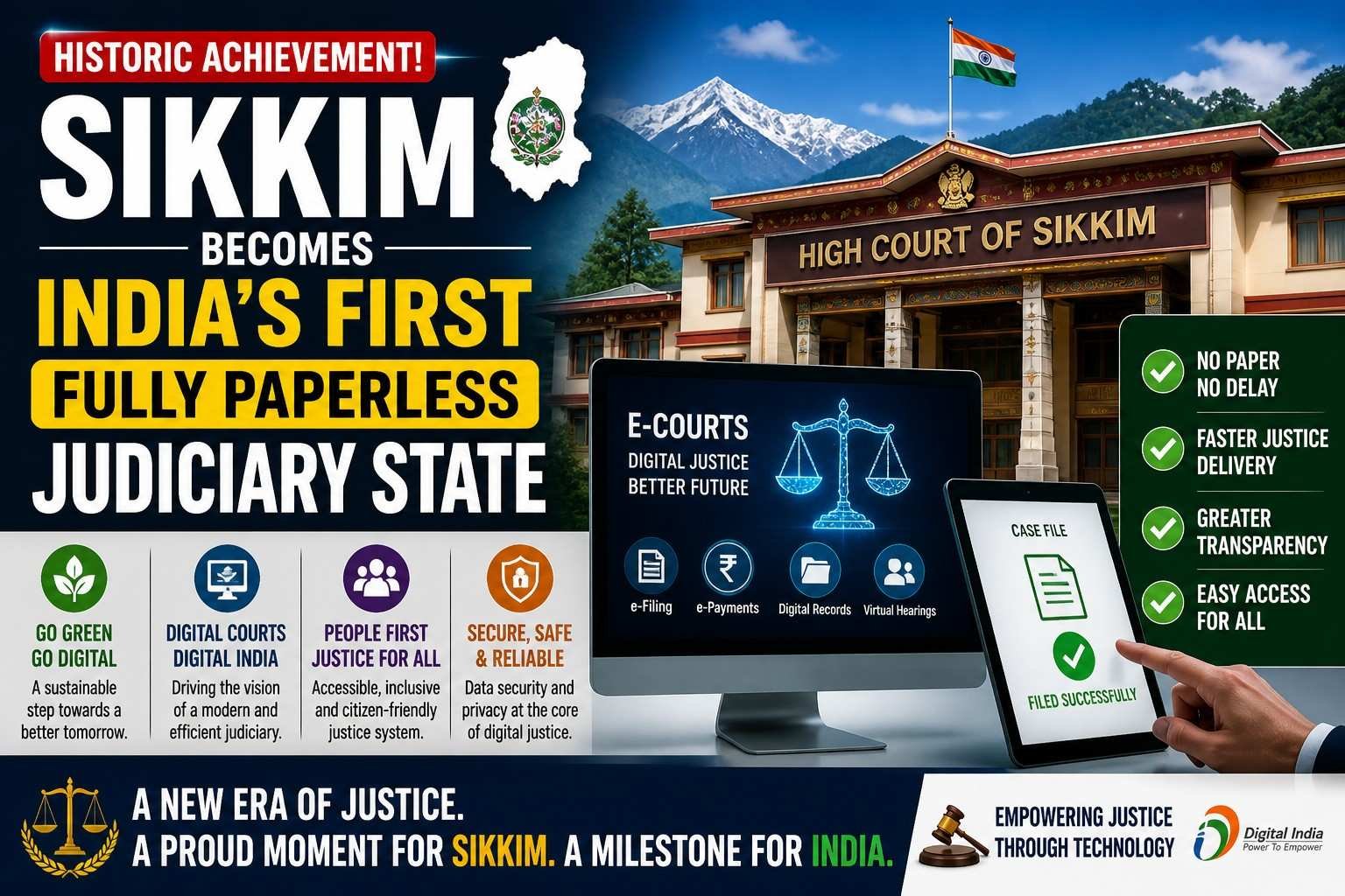 Sikkim becomes India first fully paperless judiciary state digital courts India