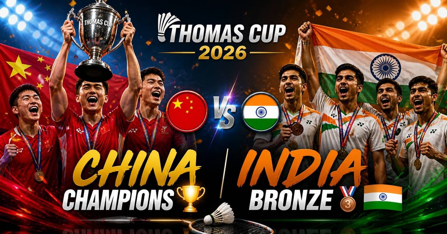 Thomas Cup 2026 China champions India bronze badminton winners celebration