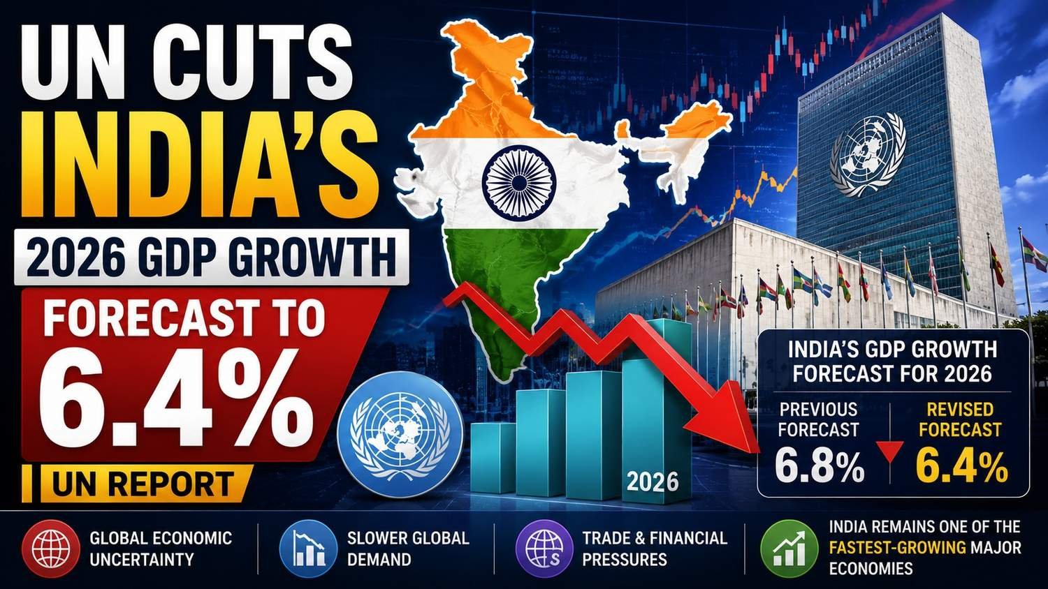 United Nations cuts India’s 2026 GDP growth forecast to 6.4 percent