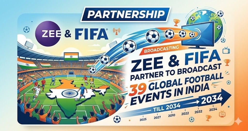 Zee Entertainment secures FIFA broadcasting rights in India for 39 global football events until 2034.