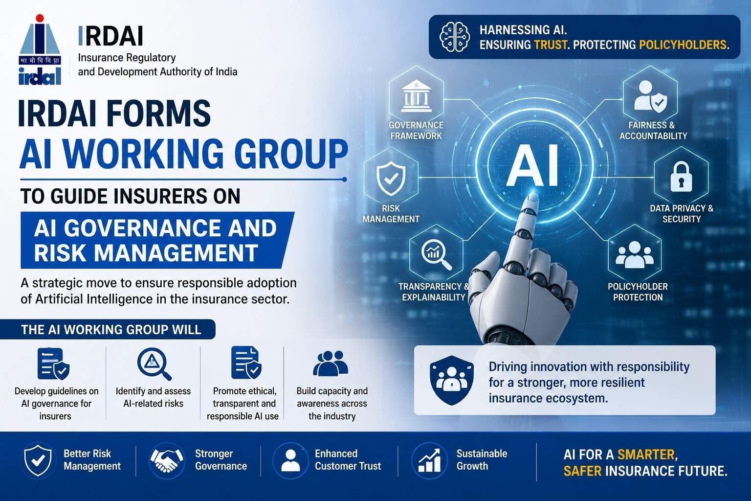 IRDAI establishes an AI working group to guide insurers on artificial intelligence adoption.