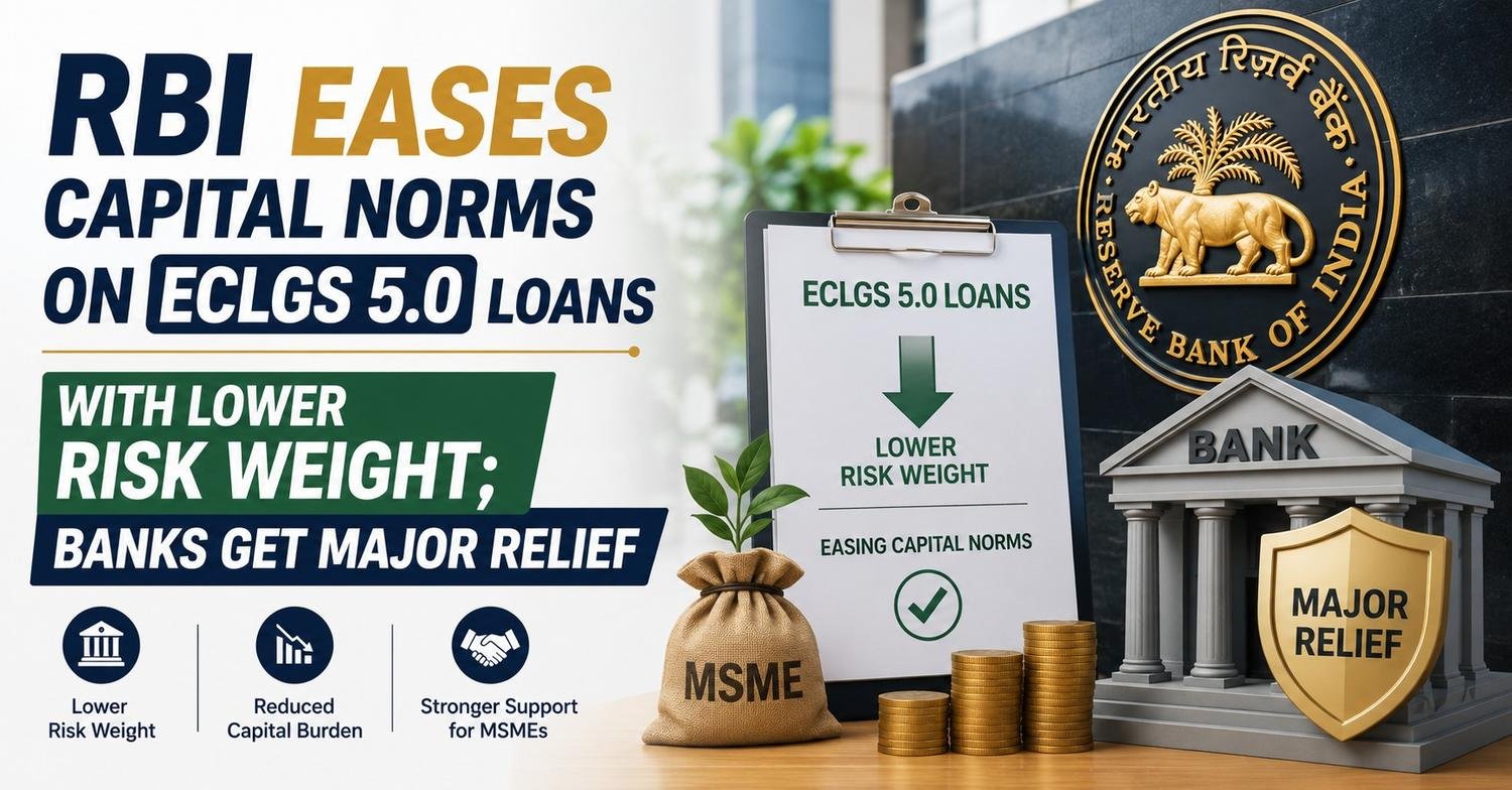 RBI eases capital norms for ECLGS 5.0 loans by allowing zero-risk weight on a significant portion of guaranteed exposure.