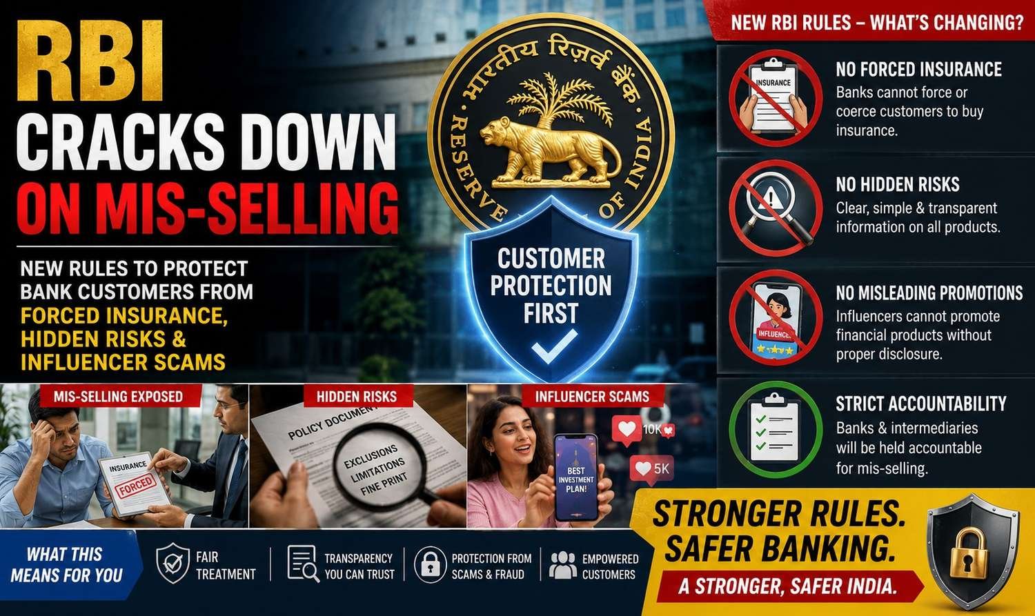 RBI introduces new rules to prevent mis-selling of financial products by banks, agents and influencers.