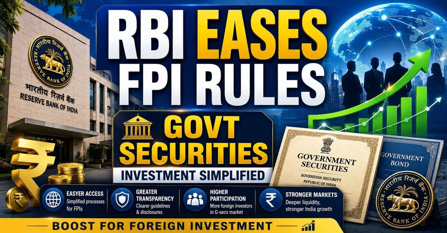 RBI simplifies Foreign Portfolio Investor (FPI) investment rules in government securities to improve market participation.