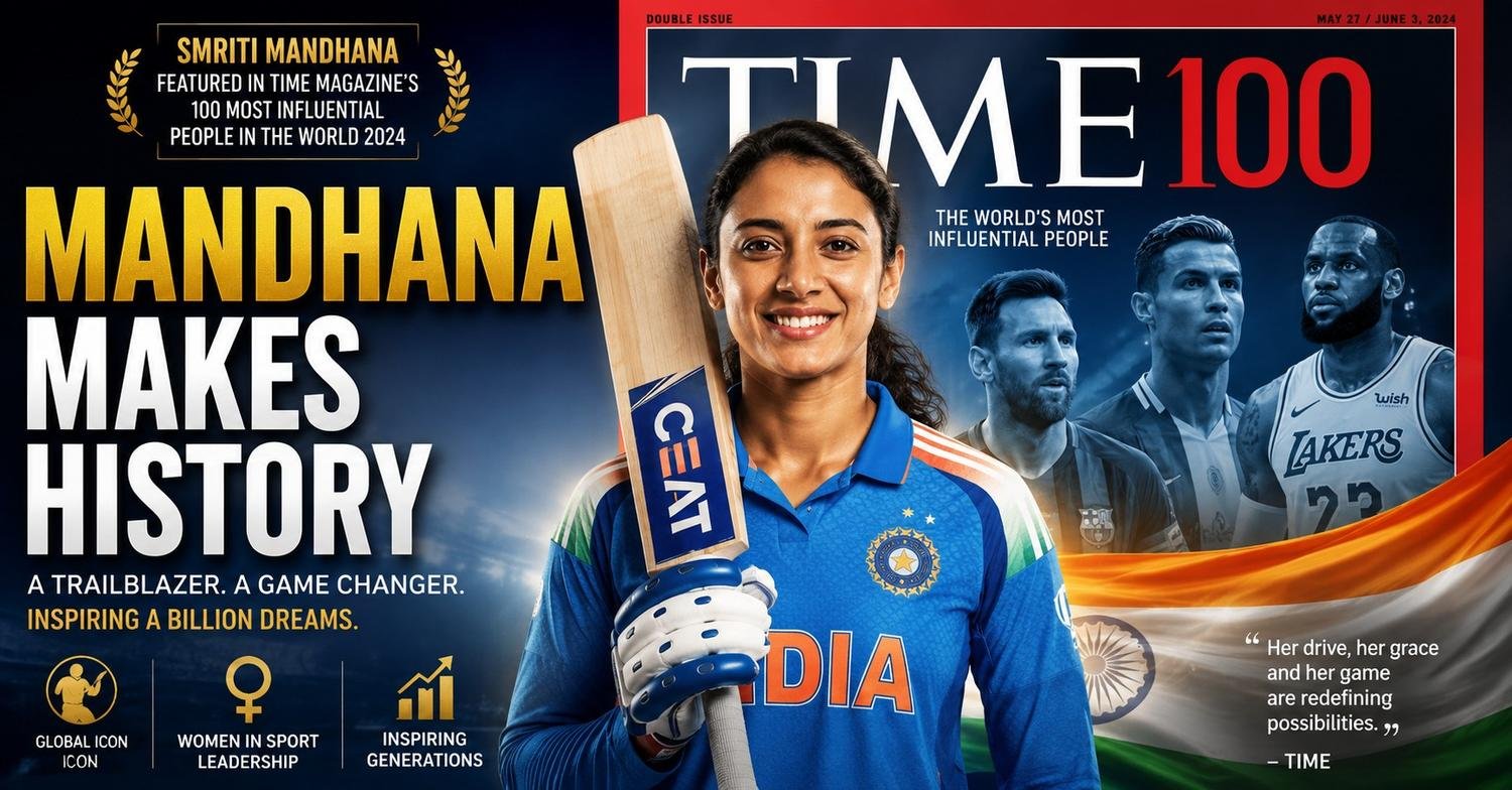 Smriti Mandhana becomes the only Indian featured in TIME's 100 Most Influential People in Sports 2026.
