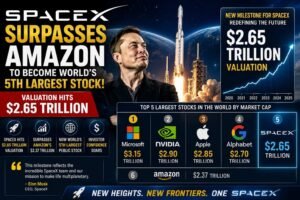 SpaceX Surpasses Amazon to Become World’s 5th Largest Stock; Valuation Hits $2.65 Trillion