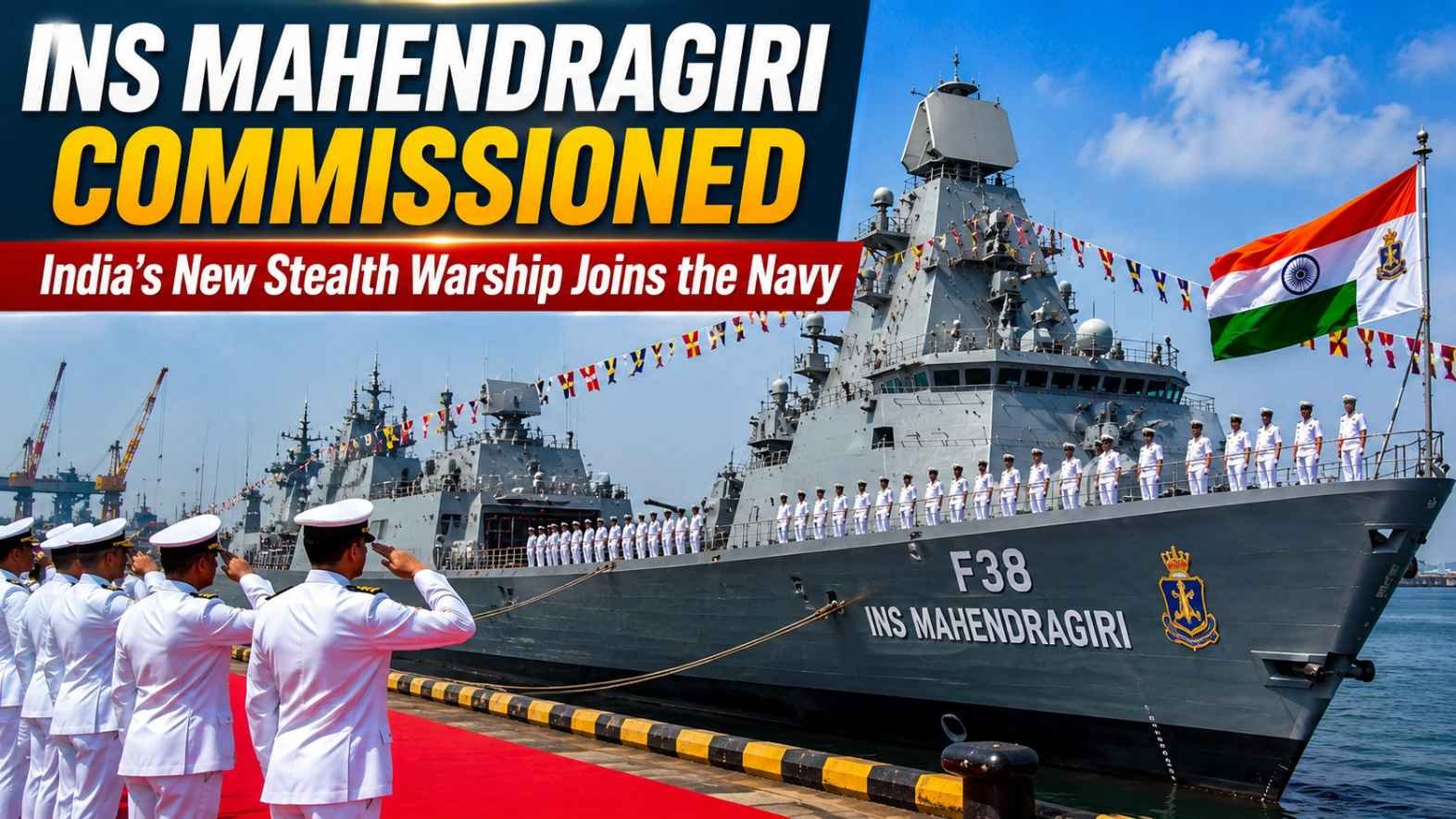 INS Mahendragiri, India's sixth indigenous Project 17A stealth frigate, commissioned by the Indian Navy at Visakhapatnam.