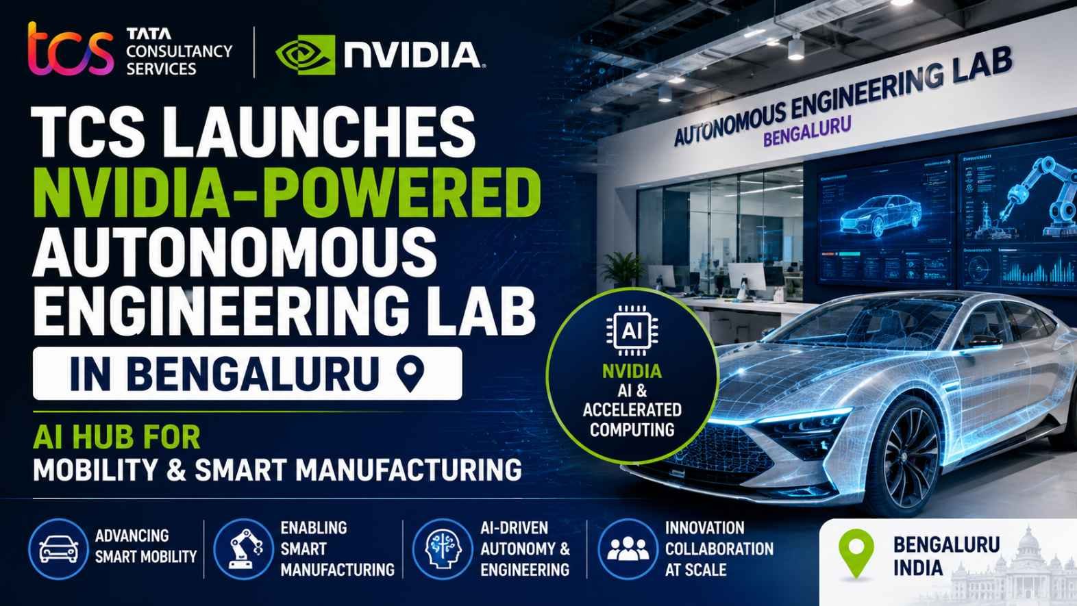 TCS launches NVIDIA-powered Autonomous Engineering Lab in Bengaluru for industrial AI, smart manufacturing, and autonomous mobility.