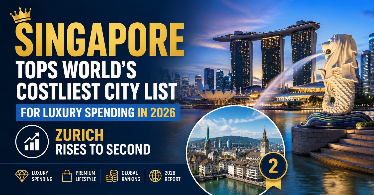 Singapore ranked the world's most expensive city for luxury spending in the Julius Baer Lifestyle Index 2026.