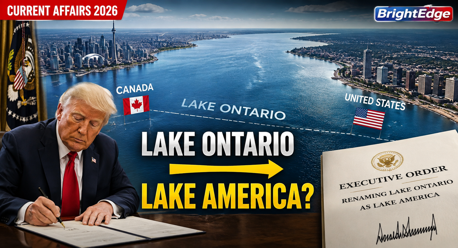 Donald Trump orders Lake Ontario renamed Lake America for U.S. federal use
