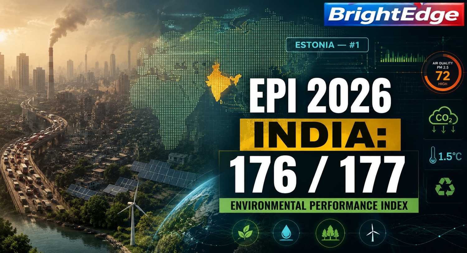 Environmental Performance Index 2026 showing India ranked 176th out of 177 countries