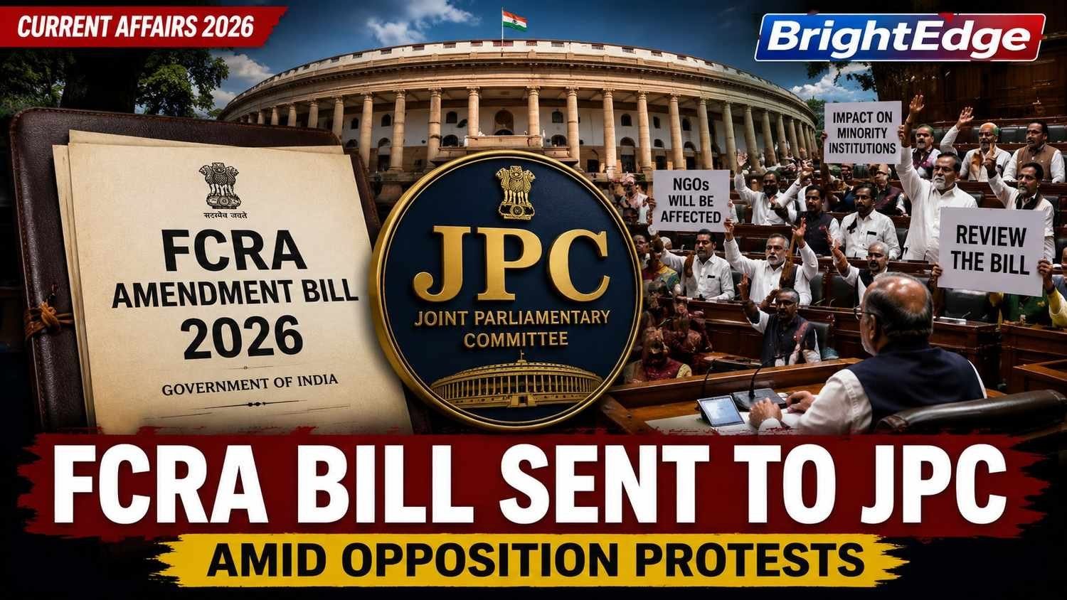 FCRA Amendment Bill 2026 sent to JPC amid Opposition protests in Lok Sabha