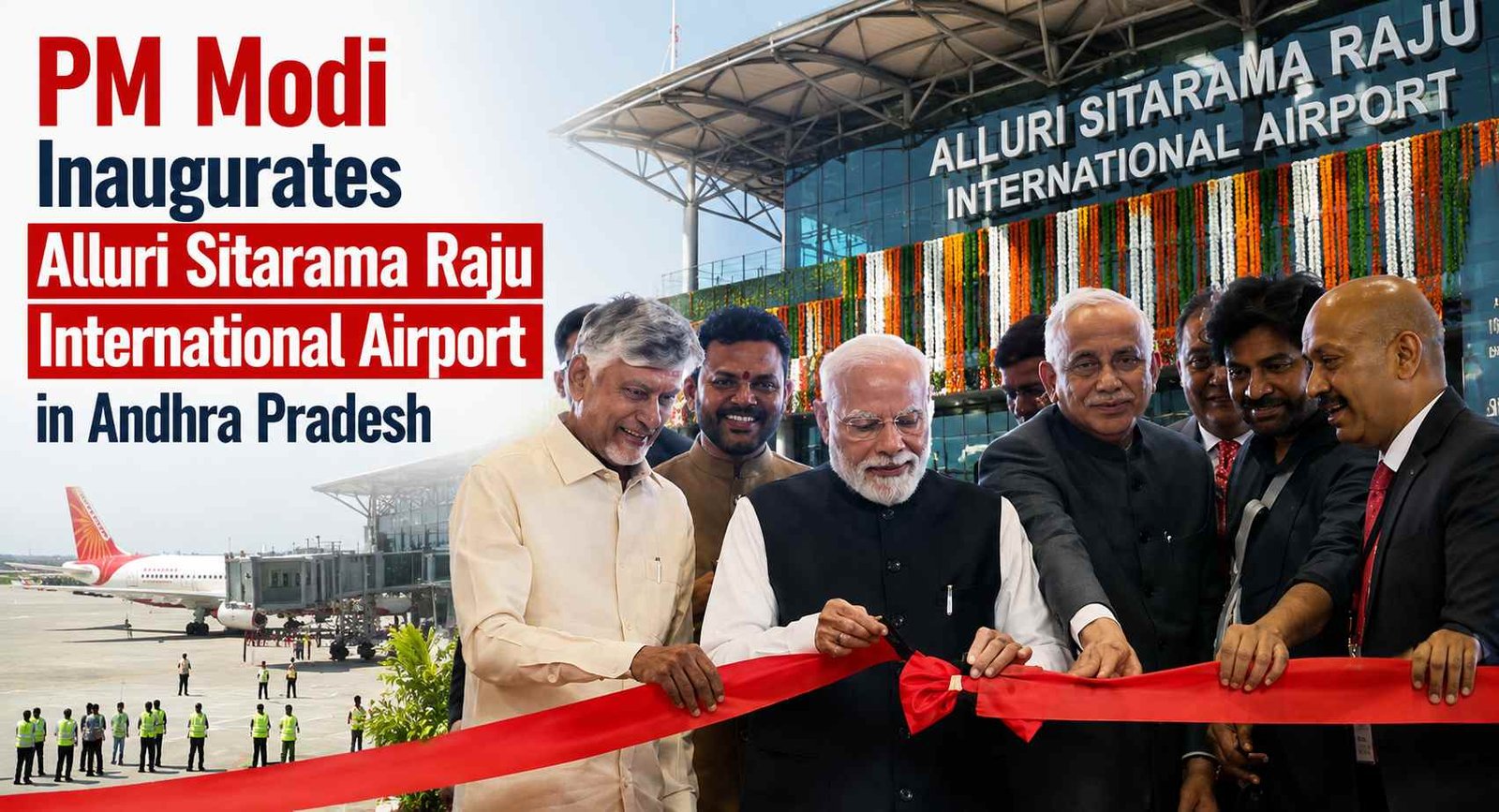 Prime Minister Narendra Modi inaugurating the Greenfield Alluri Sitarama Raju International Airport at Bhogapuram in Andhra Pradesh.