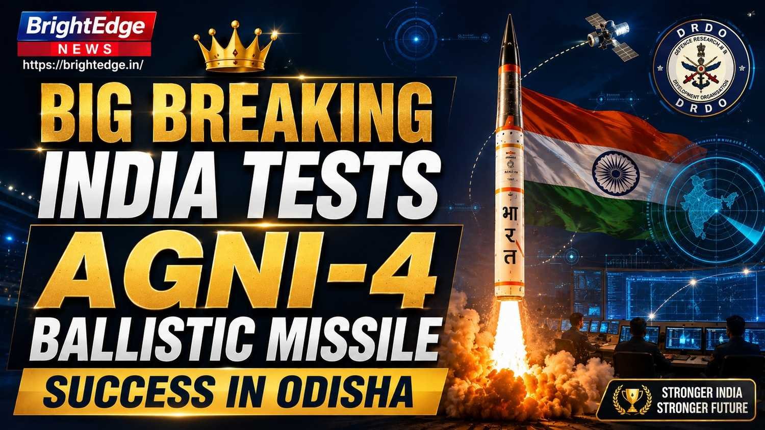India successfully launches the Agni-4 medium-range ballistic missile during a test conducted in Odisha, strengthening the country's strategic defence capabilities.