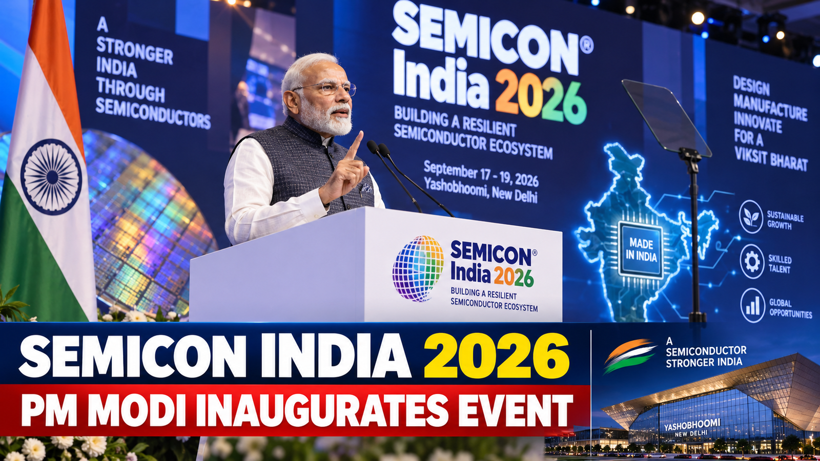PM Narendra Modi inaugurates SEMICON India 2026 at Yashobhoomi in New Delhi